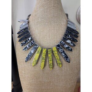 BaubleBar Statement Necklace Yellow & Black Marble Spikes Adjustable Chain Moder